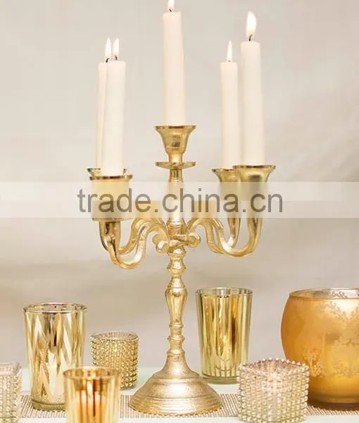 Wedding Gold Candelabra/ Gold Candelabra With Glass Hurrican / Candelabra Manufacturer photo-2