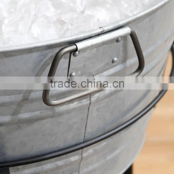 Galvanized Large Party Round Metal Beverage Tub With Stand photo-4