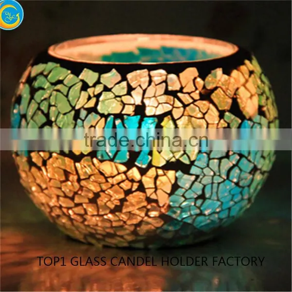 Pink Handmade Glass Mosaic Candle Holder photo-6