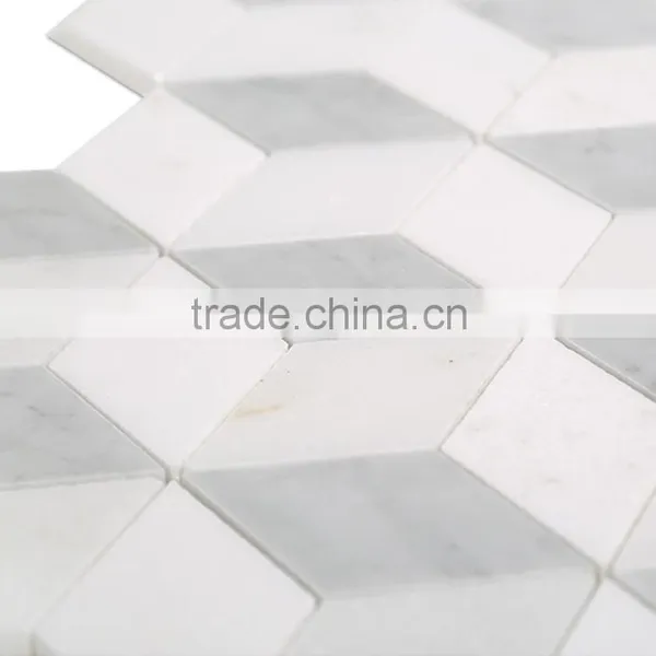 MM-CV225 Super Quality Indoor Design Natural Stone Rhombus Marble Mosaics Tiles photo-2
