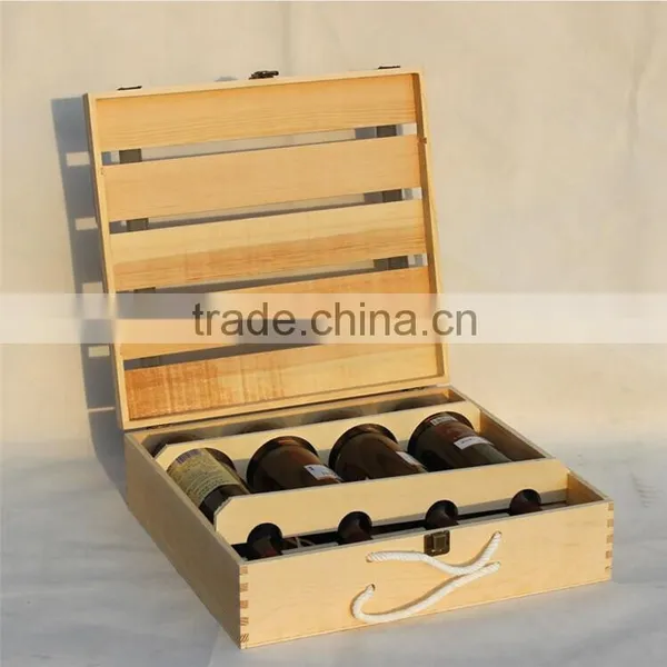 2016 Customized Handmade 4 Bottle Wooden Wine Gift Box photo-3