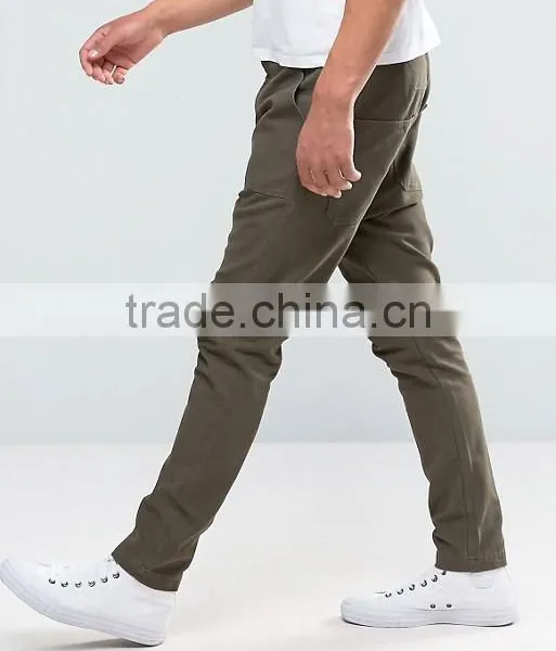 High Quality Custom Guangzhou Manufacturer OEM Drop Crotch Button Fly 100% Cotton Twill Breathable Khaki Men's Casual Pants photo-4