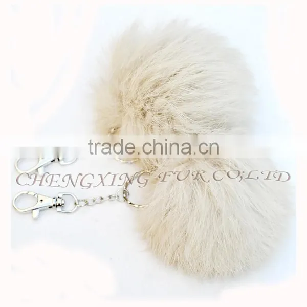 CX-R-36 Wholesale Fur Key Ring Real Rabbit Fur Balls photo-5