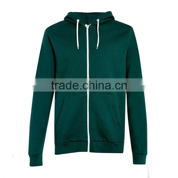 Men's Plain Teal 100% Polyester Zip up Pocket Hoodies photo-5