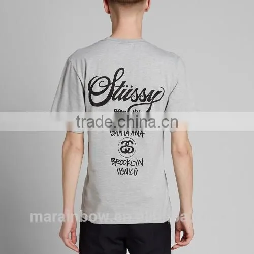 High Quality 100% Cotton Grey Printed Mens Crew Neck T Shirts Graphic Print Short Sleeve T Shirt photo-2