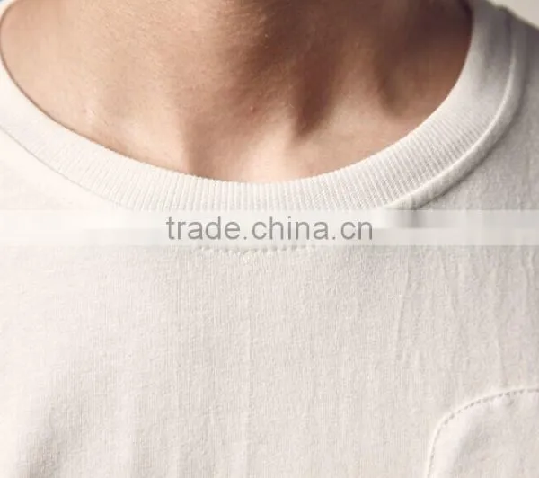 Cheap Bulk Custom Plain Thin White T-shirts With Pocket photo-3