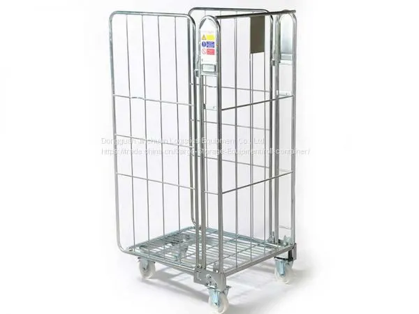 3 Sides Warehouse Supermarket Roll Cages With Wheels