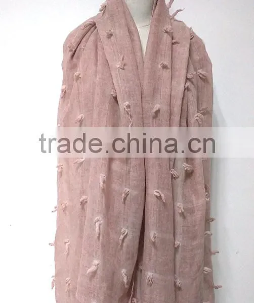 New Fashion Custom Cutting Pattern Plain Dyed Linon Viscose Hijab Scarf in Stock photo-5