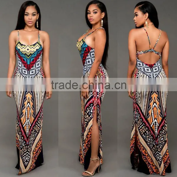 Onen 2017 Fashion Boho Dress Bodycon Printed Dress Beach Women Dress
