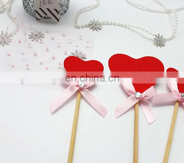 New Design Red Heart With Bow Wedding Birthday Cake Topper photo-6