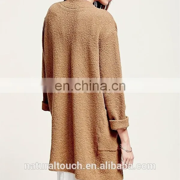 Super Luxe Without Buttons Long Cardigan Collarless Textured Coat photo-6
