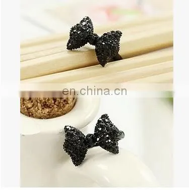 2017 New Stlye Vintage Adjustable Fully-jewelled Simulated Diamond Fashion Black Color Party Butterfly Rings For Women photo-2