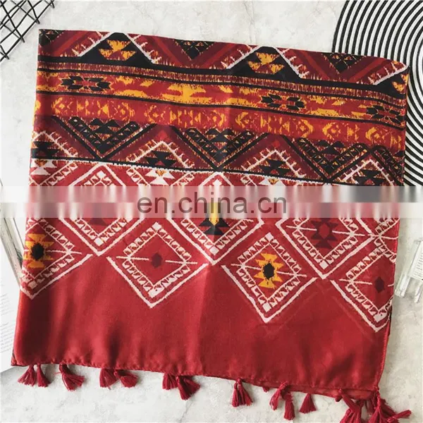 New Long Towel Fashion Tribal Print Tassel Spring Autumn Beach All-match Printing Scarf photo-6