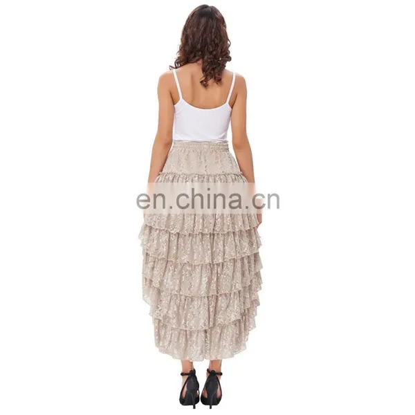 Belle Poque Women Ladies Amelia Steampunk Elastic Waist Ruffled Lace Cake Skirt BP000221-1 photo-5