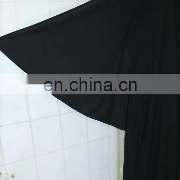 Dubai Black Cotton Butterfly Sleeve Models Abaya photo-3