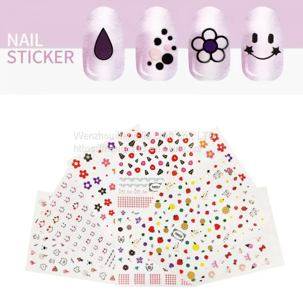 Kids Custom Designers Nail Art Stickers 2d F Series Adhesive DIY Wholesale Flowers Decals Decoration photo-3