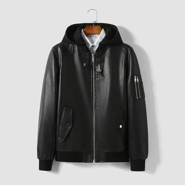 Leather Waterproofing Fashion Color Casual Sports Windproof Men's Long Sleeves Loose Jacket photo-5