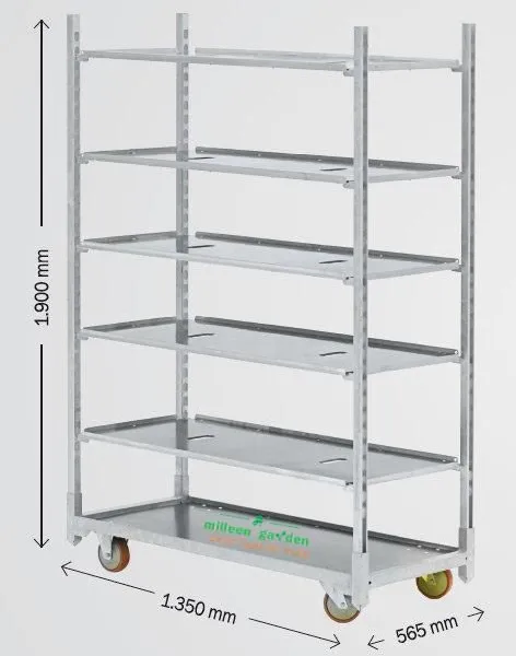 Danish Metal Steel Greenhouse Flower Transport Trolleys Hot DIP Galvanized Plant Shipping Trolley