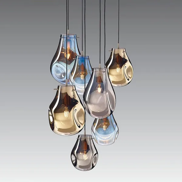 Iridescent Soap-Bubble Glass Pendant – 5 Colors Ø23xH29cm, E27