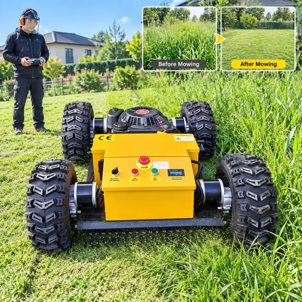 Gasoline 4-Stroke High Speed Self Propelled Industrial Grade Lawn Mower Robot China Manufacturer Factory Direct Wheeled Bush