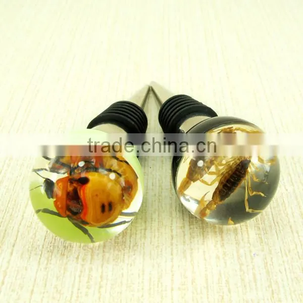 New Design Real Insects Amber Cork Wine Stopper