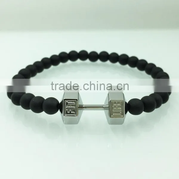 Custom High Quality Stainless Steel Jewelry Handmade Man Dumbbell Bracelet photo-6