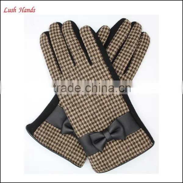 Ladies Wallow Gird Micro Velvet Gloves With Black Bow for Wholesale photo-6