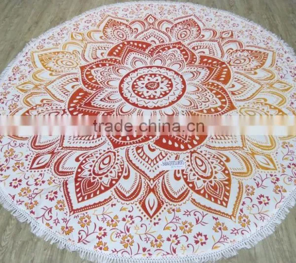 Bohemian Indian Mandala Round Towel Beach Microfibre Sheet Ombre Roundie photo-3