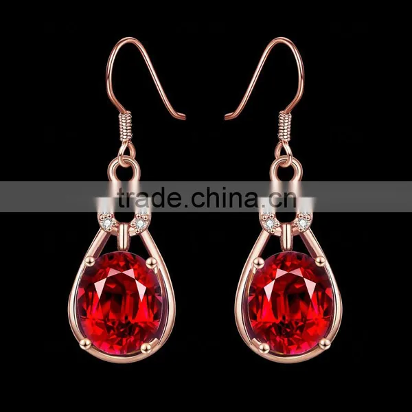2015 Fashiable New Design Big Red Rhinestone Crystal Earrings photo-3