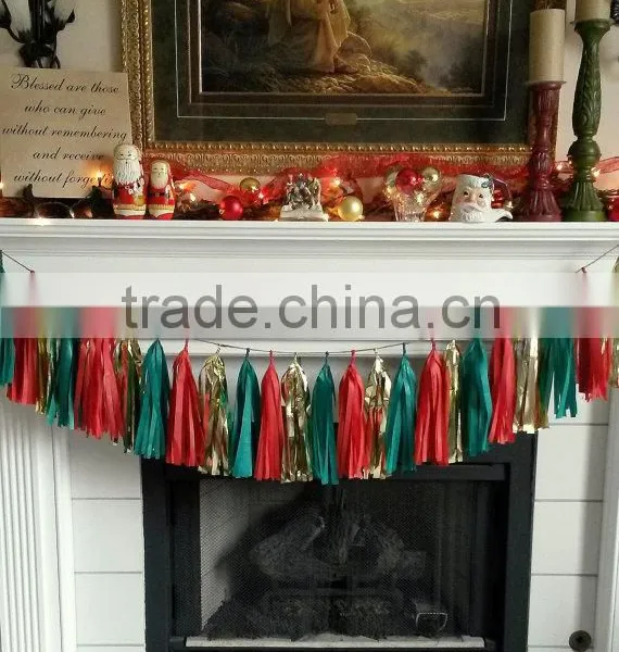 New Years Eve Decoration Handmade TISSUE PAPER TASSEL GARLAND Quality Choice photo-3