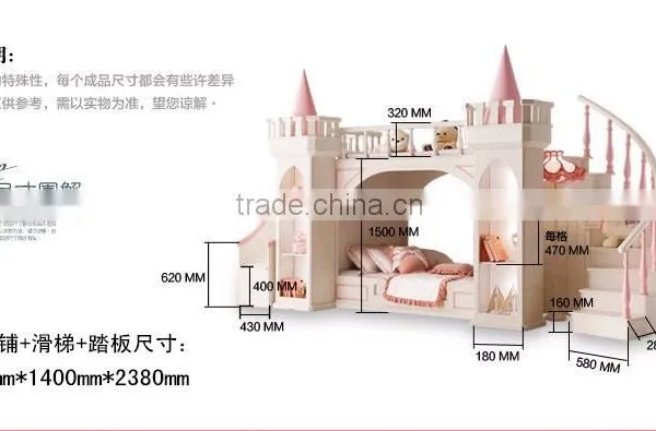 Latest Design Royal Castle Small Princess Bedroom Furniture Kids Bunk Bed for Girl Quality Choice Most Popular photo-6