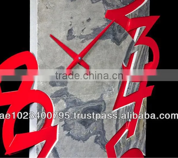 2014 Wall Clock, Unique Clock, Handmade Decorative Wall Clock With Stone Veneer and Acrylic Numbers photo-3