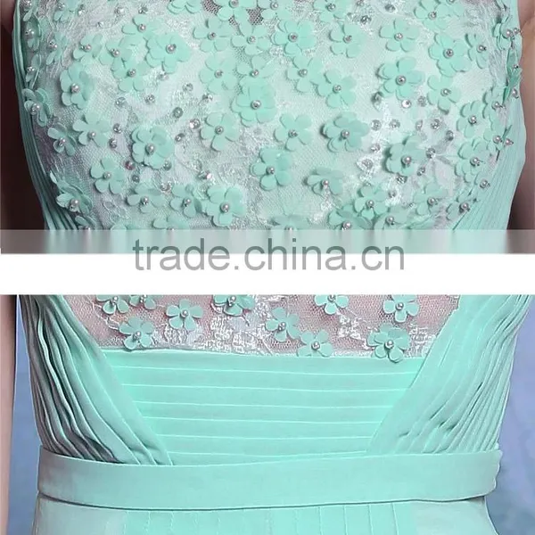 Vestidos de Fiesta 2016 Custom Made Chiffon Beaded Free Long Green Prom Dress photo-3