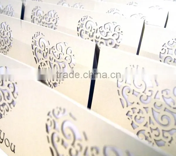 Gold Pink Heart Shape Laser Cut Table Thansk You Card photo-3