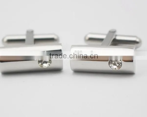 CZ Crystal Stone Stainless Steel Cufflinks For Men's Shirts photo-5