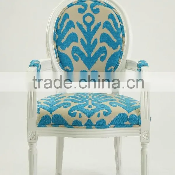 French /European Style Louis XV Bule Flower Chenille Fabric Wooden Dining Arm Chair/Living Leisure Chair(CH-904) photo-2