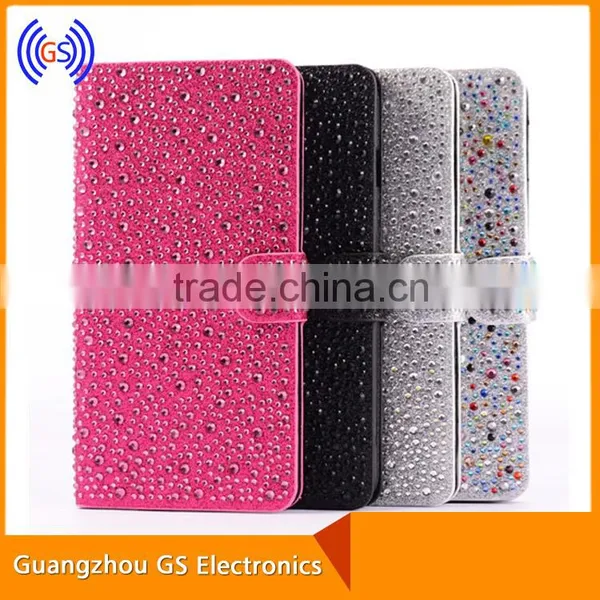 Customized Rhinestone Leather Stand Phone Case Flip Cover For Samsung Galaxy On7 photo-6