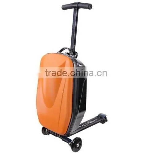 Multi Function Orange Color Business Roller Scooter Suitcase Quality Choice