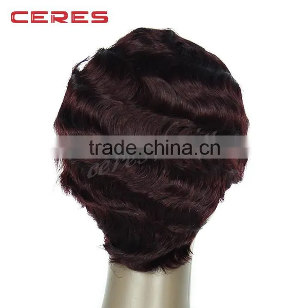 in Stock 100% Human Hair New Style Short Wavy Wig, Different Colors Short Human Hair Wig photo-4