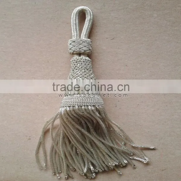 Spanish Metal Bullion Tassels Borlas in Silver | Silver Bullion Tassels Bolitas | Metallic Tassels Silver Fringe