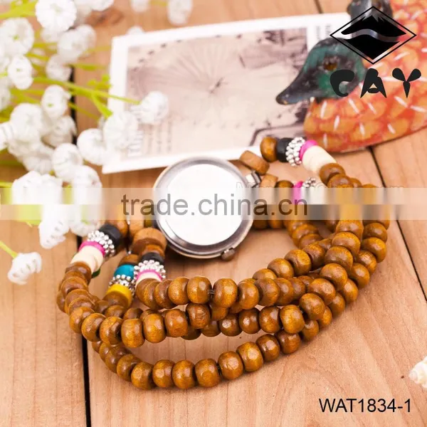 Custom Buddha Wood Beads Moon Bracelet Wristwatch photo-5