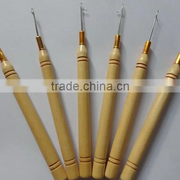 Micro Ring Wood Handle Hook Needler Hair Extension Tool photo-2