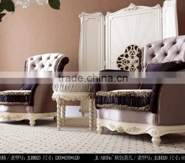 European Style Solid Wood Living Room Furniture Sofa Sets Tea Table photo-3