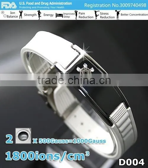 Noprobelm D004 Free Shipping Girl Stainless Steel Charm Fashion Energy Magnetic Health Crystal Silicone Bracelets photo-2