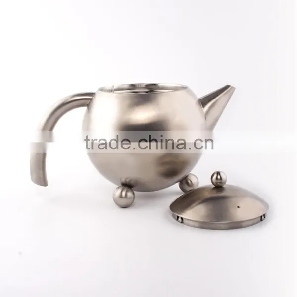 Stainless Steel 18/8 Round Tea Pot Tablewares SGS/FDA/LFGB Drinking Water Jug Housewares Tea Kettle With Three Pearl Legs photo-3
