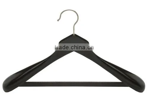 High Quality Luxury Man Style Big Shoulder Natural Wooden Customer Top Hanger With Anti Slip Bar photo-4