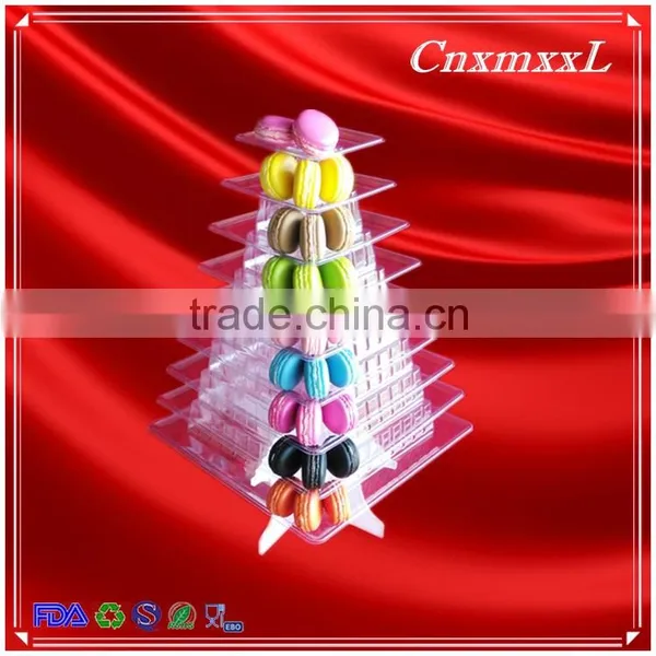 Unique 9 Tiers Clear Plastic Macaron Tower Macaron Stand photo-2