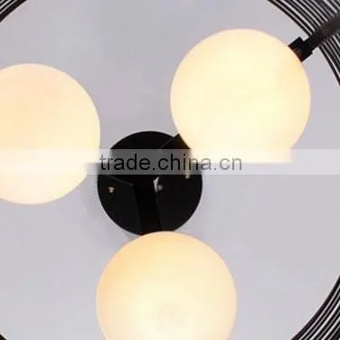 Metal Frame Glass Shade Black Painting Big Hotel Pendant Light photo-4