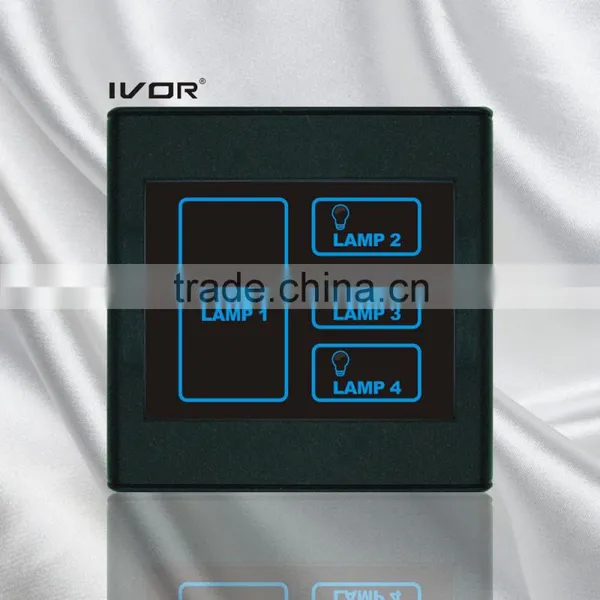 4 Gangs Lighting Touch Switch Piano Black (SK-T2300L4-PBK)