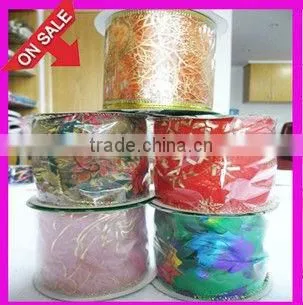 100% polyester wired christmas ribbon